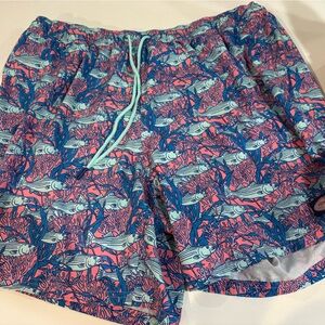 Vineyard Vines Pink and Blue Fish Pattern Shorts 2XB